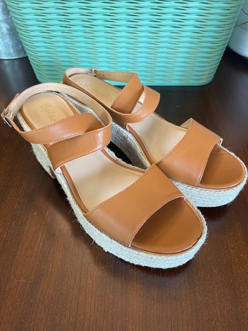 NWOT SPLENDID Bowie Wedge Sandals, Caramel - SZ 8.5 - Picture 3 of 6